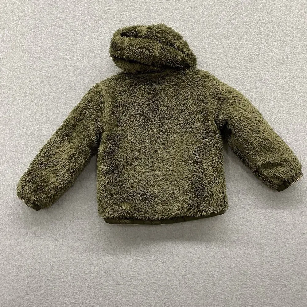 The North Face Toddler 4T Reversible Puffer Jacket Green Camo Fleece Insulated